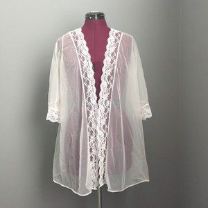 Vintage Pandora Lingerie by Chic Sheer White Robe